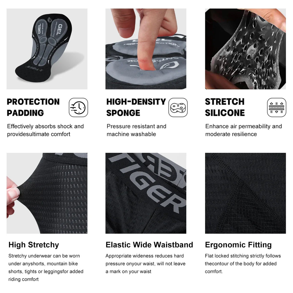 X-TIGER Men's Cycling Shorts Gel Pad Breathable Non-slip Shock-Absorbing Bicycle Underpant Pro MTB Road Bike Cycling Shorts Oasis Select