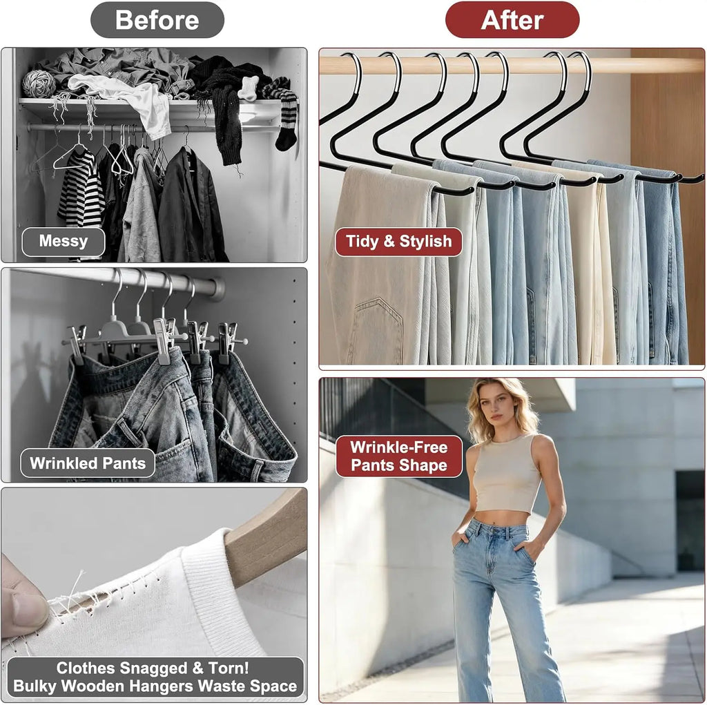 20pcs Pants Hangers Non-Slip, Heavy Duty Stainless Steel Trouser Racks Space Saving, Open Ended Jeans Hangers for Organization Oasis Select