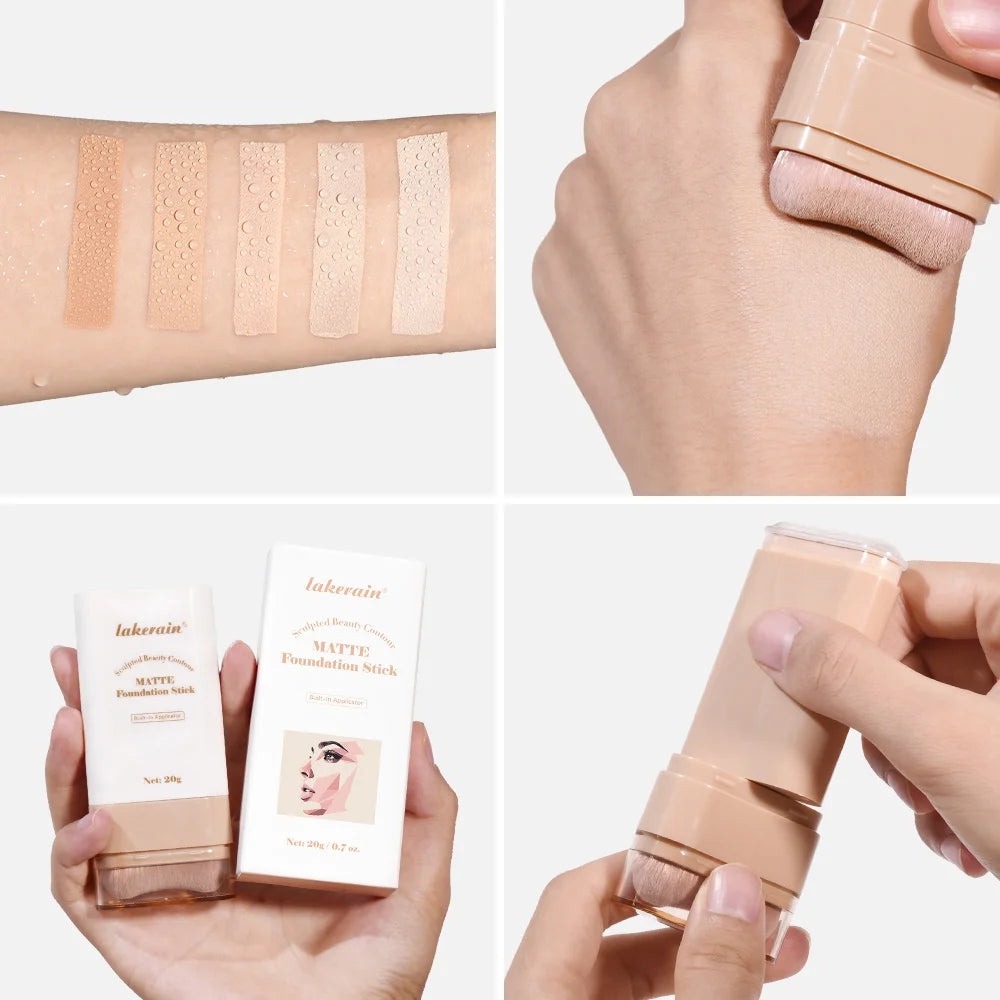 Concealing Foundation Stick 5 Shades With Built-In Brush Brighten Lightweight And Waterproof Formula Face Contour Stick Makeup Oasis Select