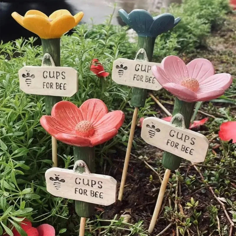 Flower-Shaped Ceramic Bee Watering Station Garden Outdoor Butterfly Feeder Insect Watering Bee Ladder Outdoor Yard Decoration Oasis Select