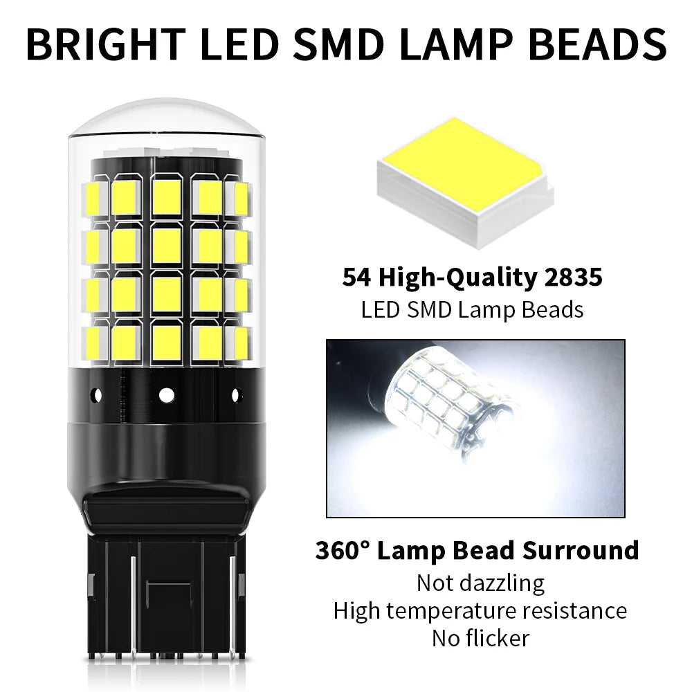ASLENT 2-Pack 54-SMD LED Bulbs | Turn Signal Brake Reverse 12V Automotive LED Bulb Oasis Select
