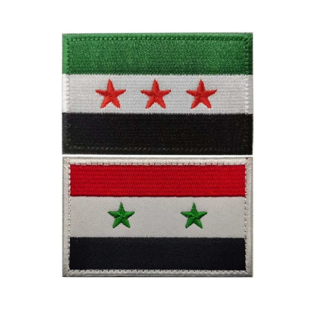Syrian Flag Embroidered Patch – Iron-On & Hook Loop Badge