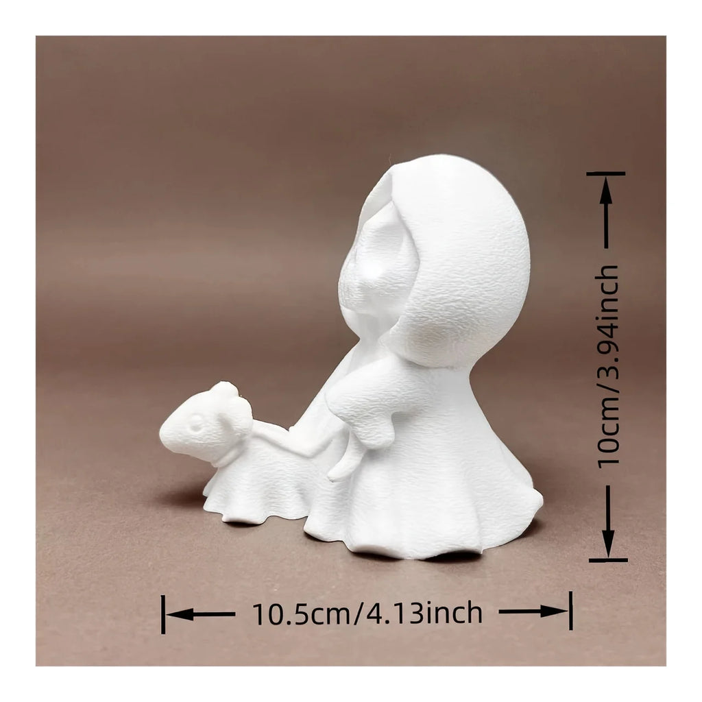 Miniature Grim Reaper Figurines with Ghost Puppy 3D Printed Cute Skeleton Ghost Walking Dogs Statues DIY Paintable Desktop Decor Oasis Select walk the dog1