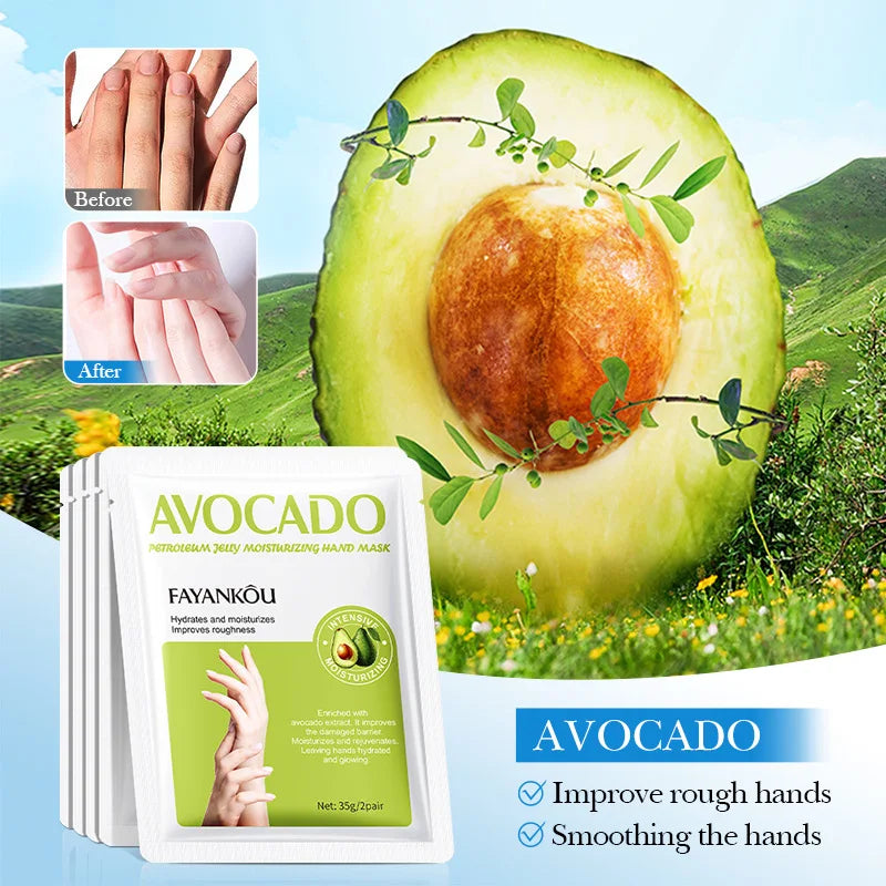BIOAOUA Avocado Hand Mask 5 Pairs – Moisturizing & Nourishing Hand Mask Set Oasis Select