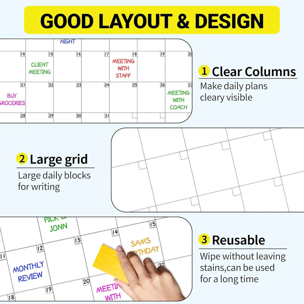 Wall Planner Erasable Large Wall Planner Calendar Erasable 12 Month Schedule Planner Reusable Blank Whiteboard Yearly Calendar Oasis Select