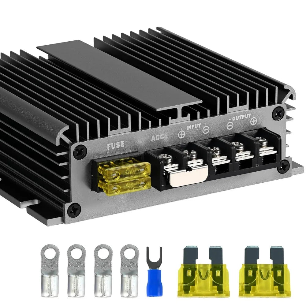 DC 36V 48V to 12V 40A Voltage Converter Golf Cart Step Down Transformer Voltage Reducer with Acc Control Aluminum Alloy Shell Oasis Select