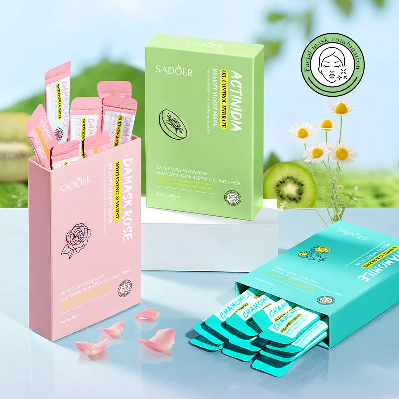SADOER Rose & Kiwi Mud Face Mask – 10pc Moisturizing Set Facial Mud Mask Oasis Select