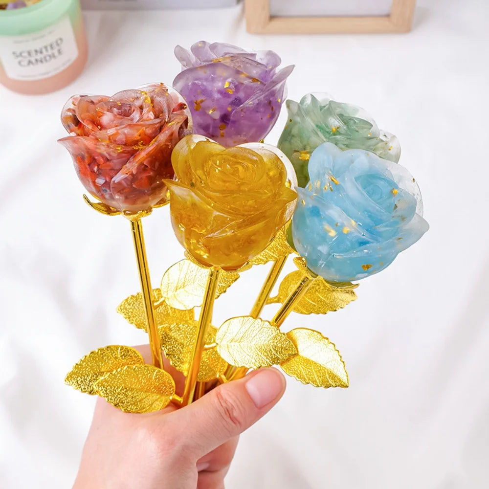 Romantic Crystal Rose Flower Ornament Figurine Valentine's Day Gift for Girlfriend Birthday Wedding Gifts Home Table Decoration Oasis Select