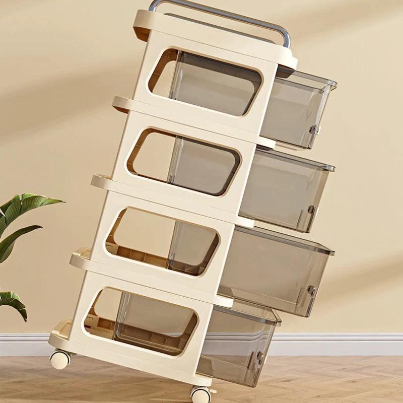 Household multi-functional movable dust storage cabinet, living room trolley, cream wind rack, drawer storage cabinet Oasis Select