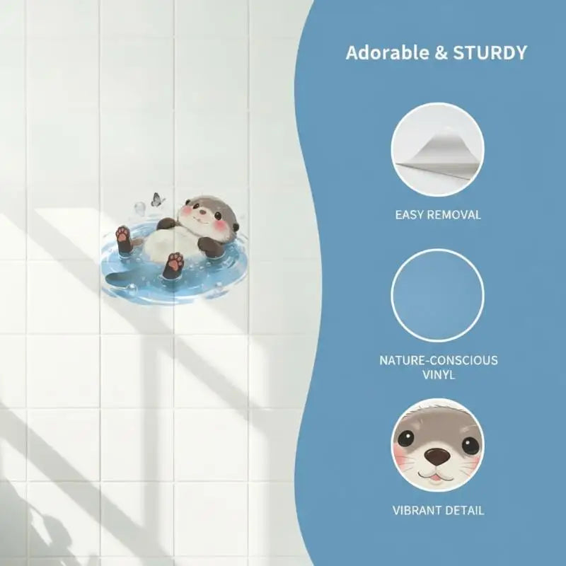 Creative Otter Toilet Tank Sticker Ocean Wave Waterproof Vinyl Decal Self-Adhesive Wall Art for Home Restroom Decor Oasis Select