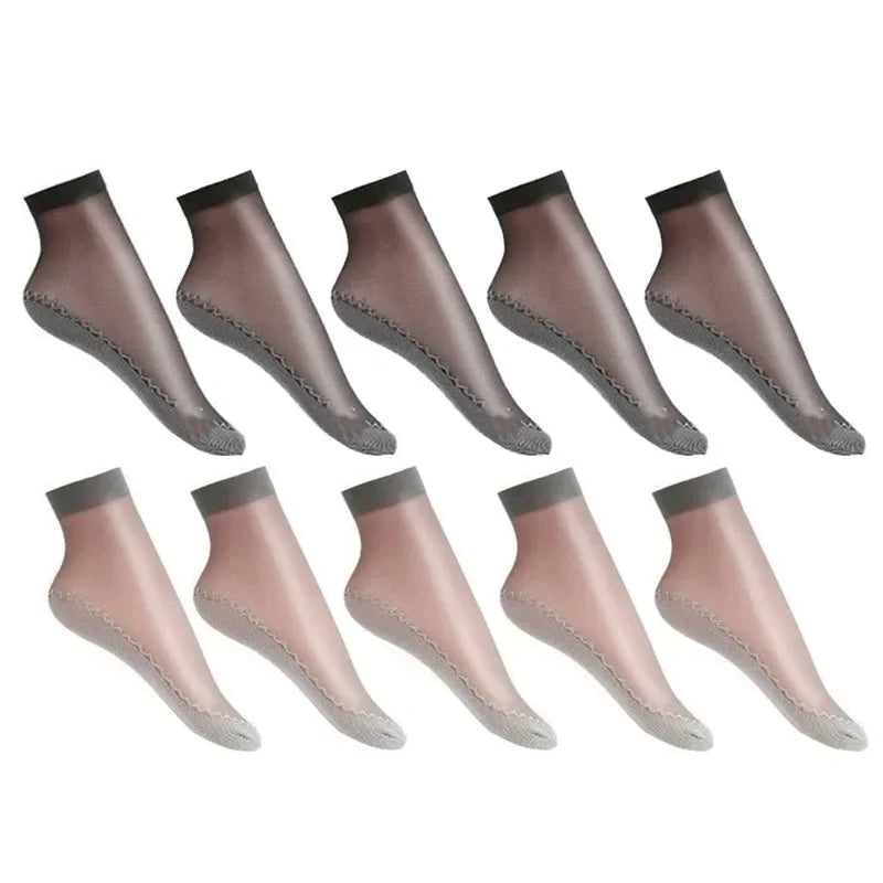 10/20pairs womens anti-slip cotton socks, sweat absorbing anti-slip cotton bottom stretch socks Oasis Select 5Black 5Gray