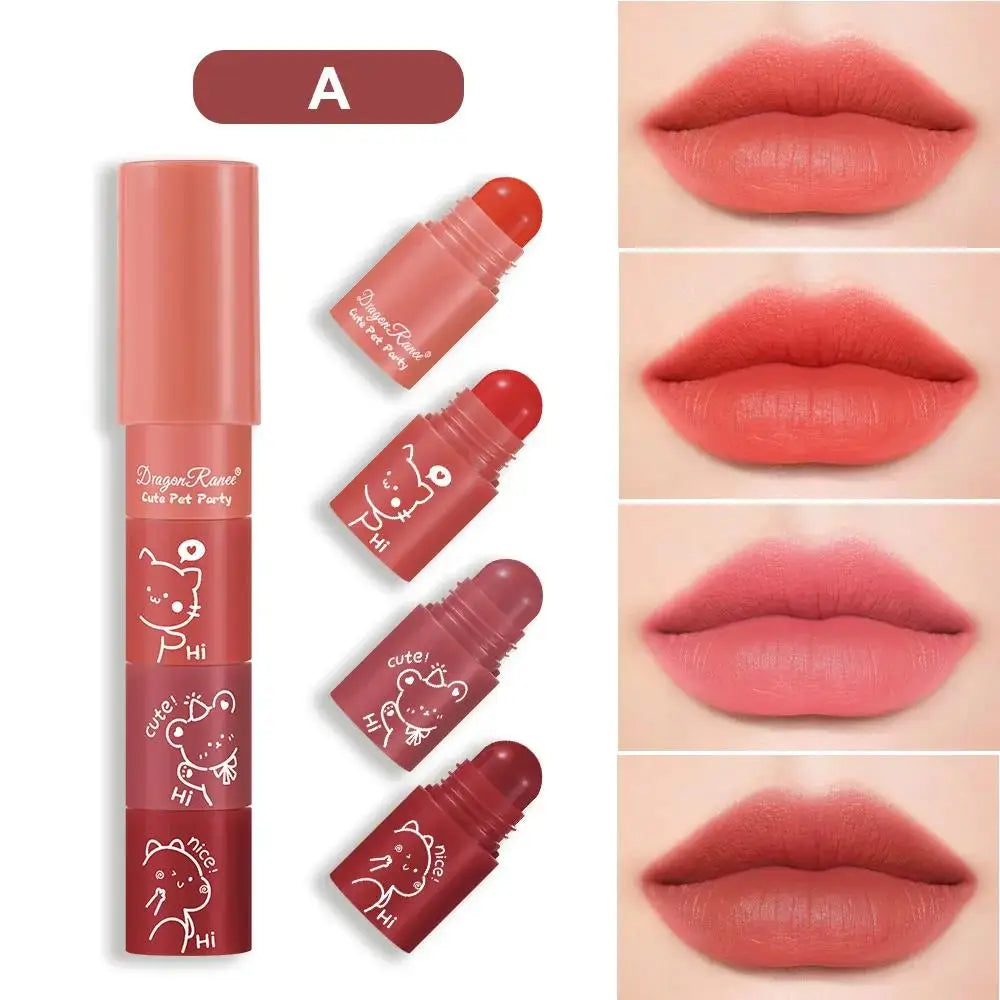 Dragon Ranee 4-in-1 Velvet Matte Lipstick Set – Waterproof Lip Kit