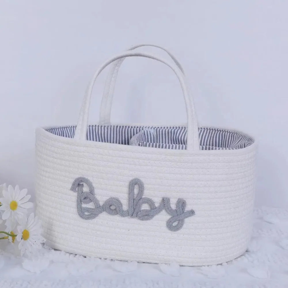 Cotton Rope Baby Diaper Storage Basket | Foldable Organizer