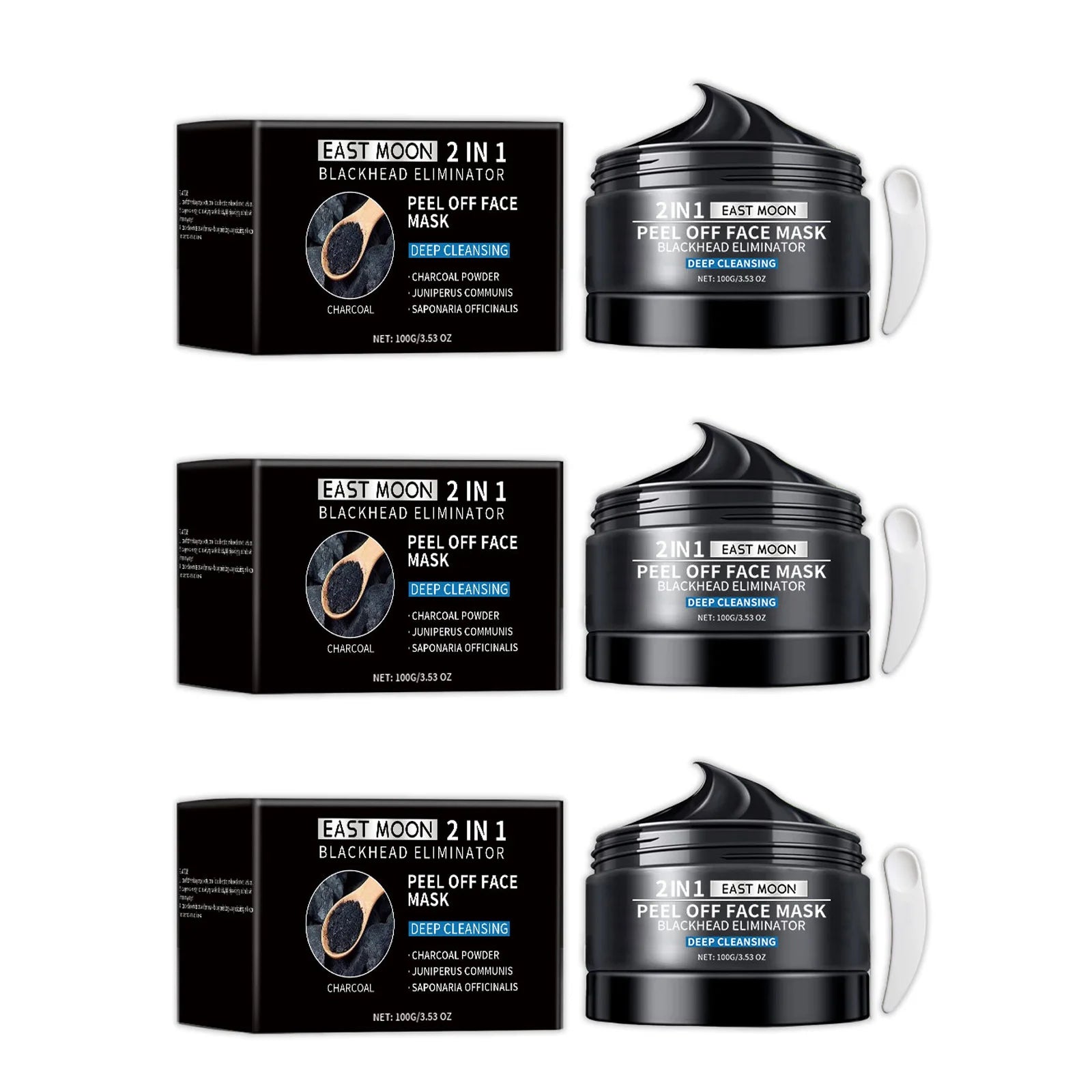 Bamboo Charcoal Blackhead Peel Mask – Pore & Oil Control Charcoal Peel Mask Oasis Select 3 x 100g tool boxed