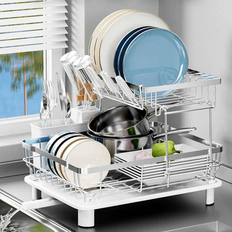 Kitchen Shelf Stainless Steel Dish Drain Rack Sink Side Storage Rack Cutlery Rack Drain Basket Oasis Select