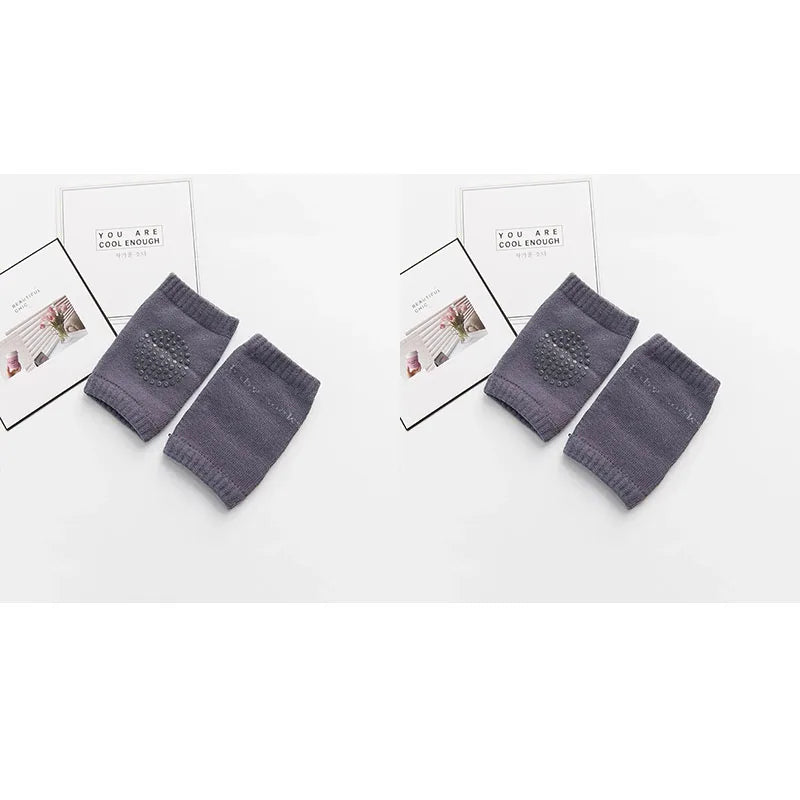 1/2 Pairs Baby Knee Pad Kids Safety Crawling Elbow Cushion Infant Toddlers Baby Leg Warmer Knee Support Protector Pads Oasis Select dark gray-2pairs
