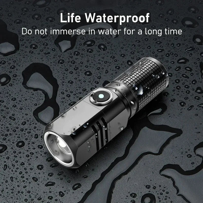 Super Bright Mini LED Flashlight USB Rechargeable Zoom Tactical Flashlight 3 Lighting Mode Outdoor Camping Fishing Torch Oasis Select