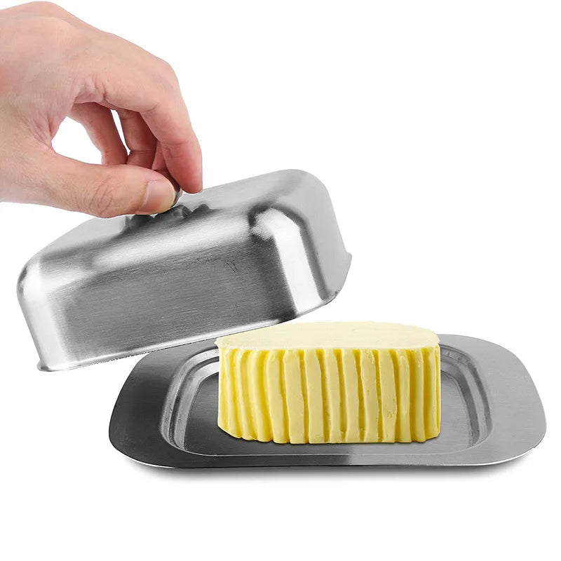 Butter Dish, Stainless Steel Butter Dish with Lid - Solid Cheese/Butter Container - Butter Cheese Kitchen Cooking Storage Box Oasis Select