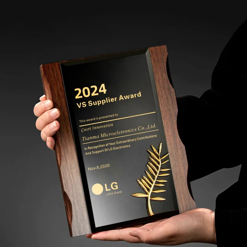 Custom Crystal Medal Metal Wheat Ear Walnut Wood Medal Trophy Custom Join Authorized Agents Plaque Oasis Select