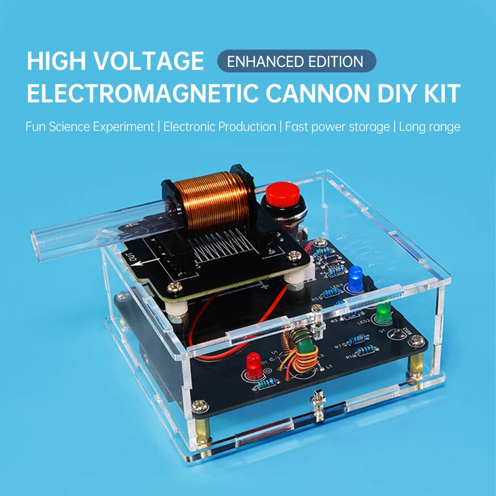 Enhanced DC3V High Voltage Electromagnetic Cannon DIY Kit Circuit Board Welding Practice Electronic Experiment Parts Oasis Select