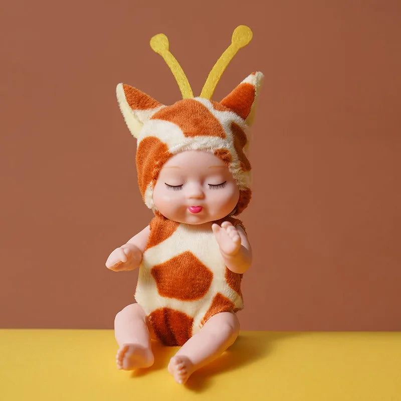 Mini Reborn Doll Simulation Baby Doll Washable Animal Clothes BJD Doll Easter Christmas Birthday Newborn Gift Set Box Oasis Select giraffe