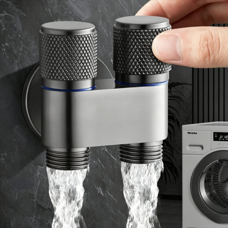 G1/2 1 In Two Out Double Control Washing Machine Faucet Toilet Triangle Valve Kitchen badSink Bathroom Basin Faucet Accessories Oasis Select