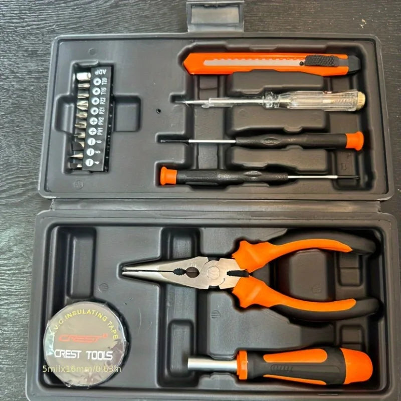 18pcs Durable Hardware Tool Kit Set Multi-Functional Household Hand Repair Tools with Portable Storage Case Oasis Select
