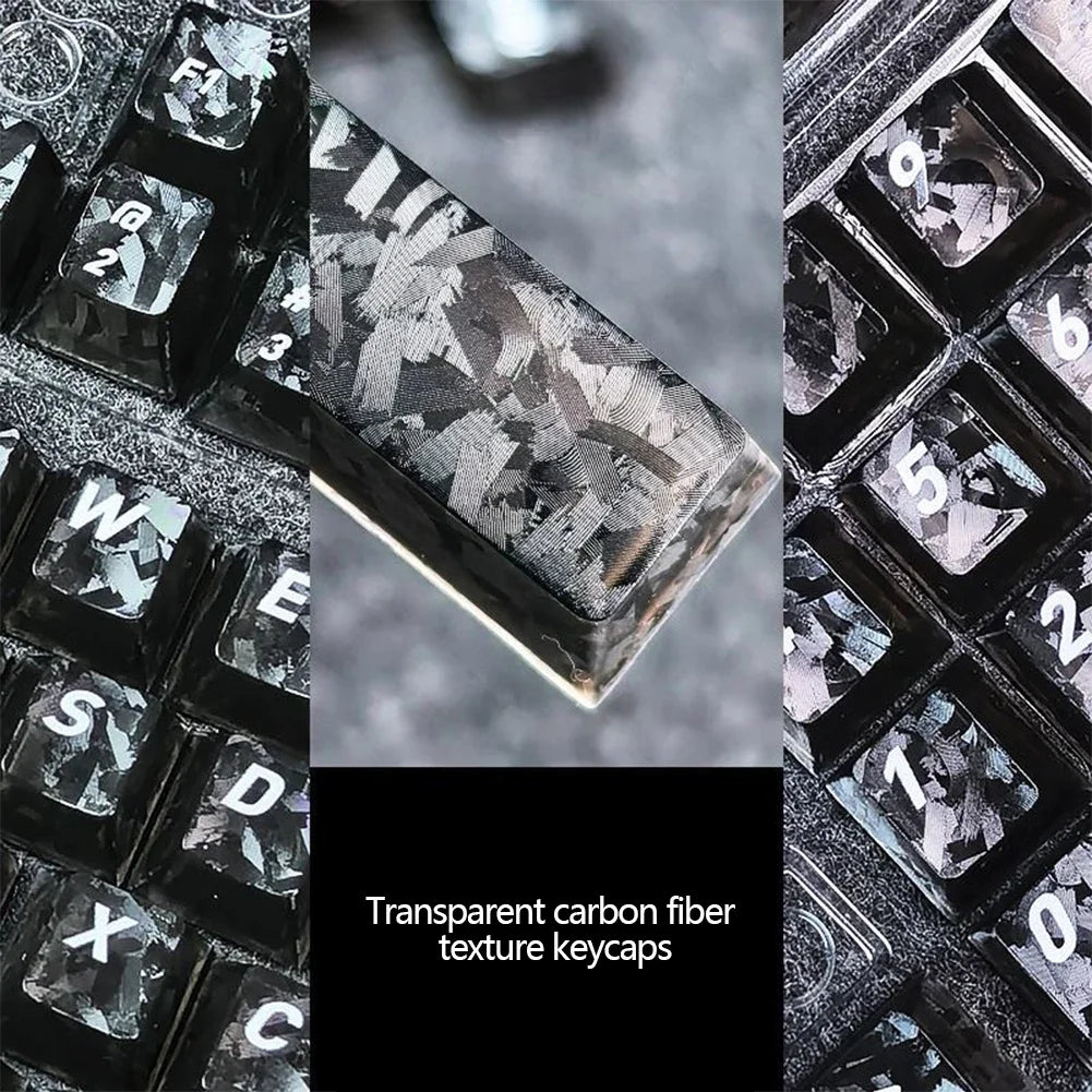Carbon Fiber 132-Key Transparent Keycaps | RGB Mechanical Keyboard
