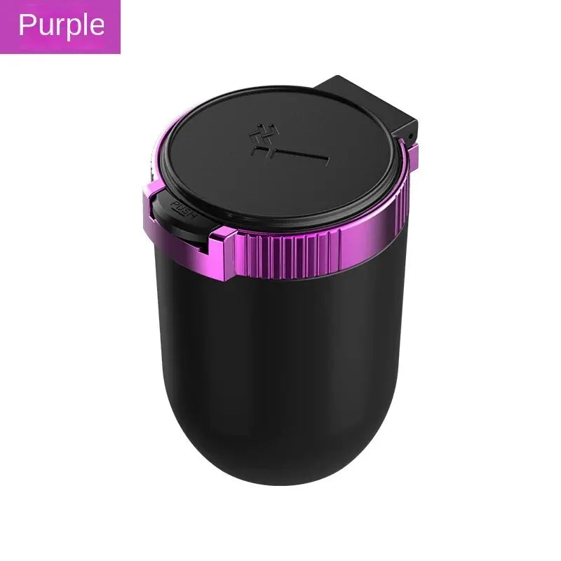 Car Ashtray Creative Personality Car Ashtray with Lid LED Light Dual Use in Car and Home Ashtray Oasis Select Purple
