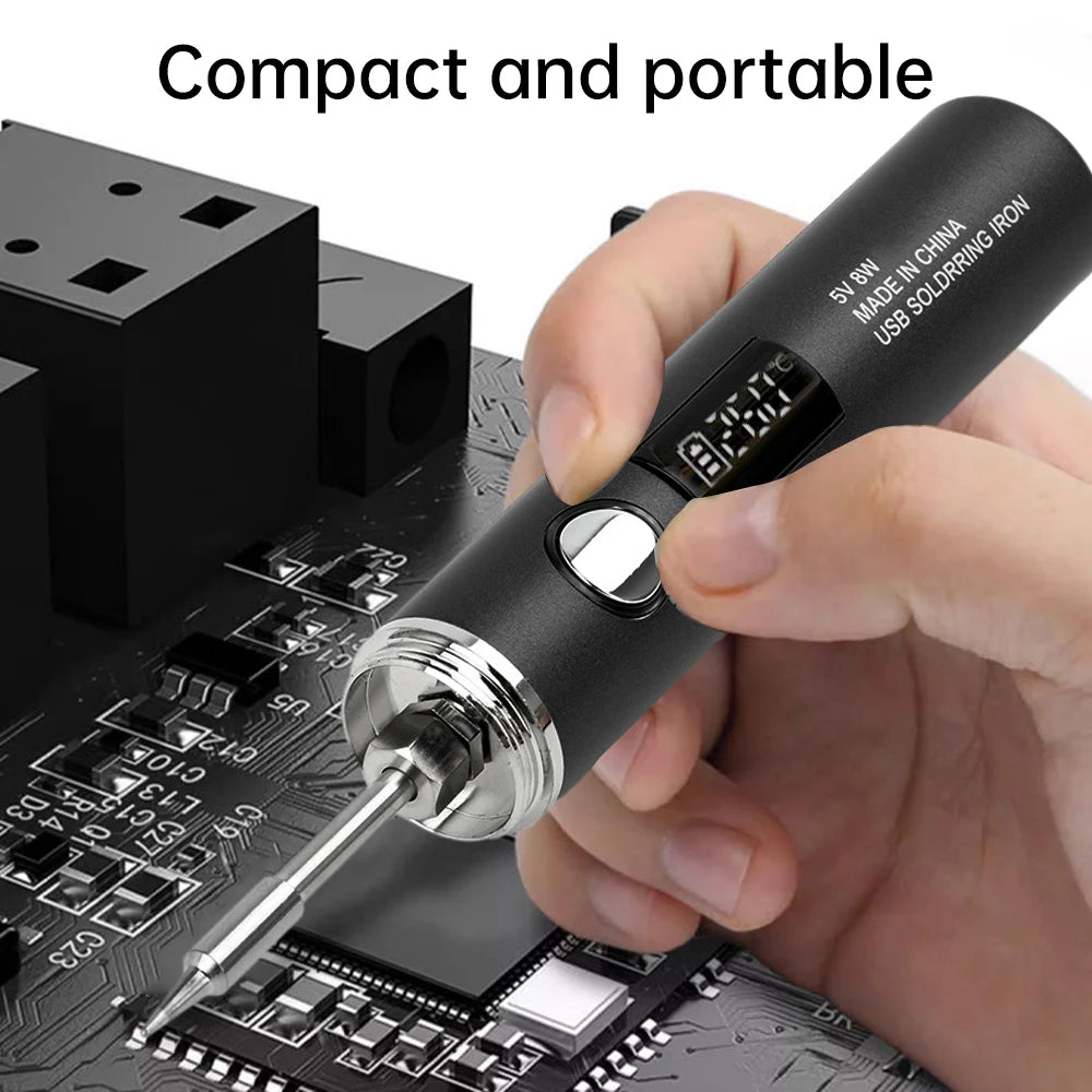 DC 3.7V 8-10W USB Electric Soldering Iron TYPE-C Plug-in Model with 5 Levels of Temperature Adjust MINI Soldering Iron DIY Tools Oasis Select