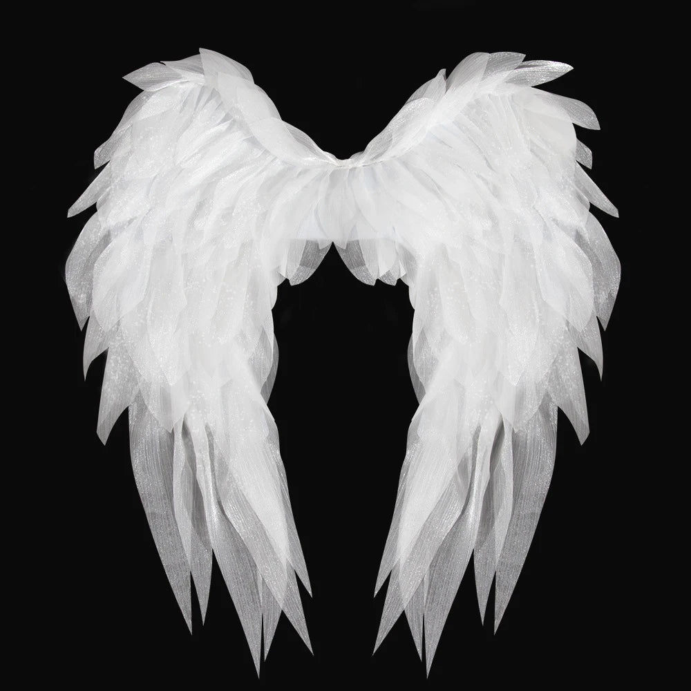 White/Black Angel Wing Real Feather Fairy Wing Dance Party Christmas Masquerade Carnival Cosplay Costume Oasis Select White-Wings