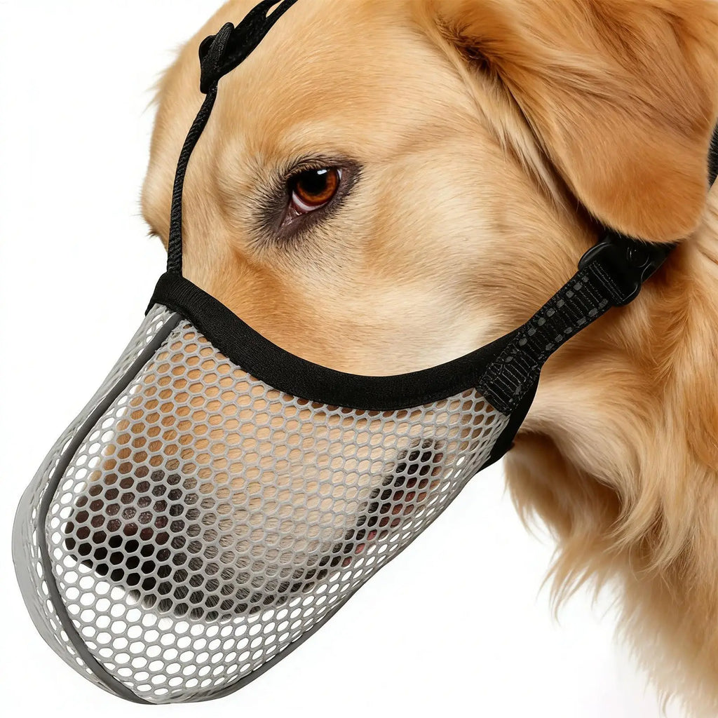 1PC Dog Muzzle Mesh Large Dog Breathable Grid Prevent Random Eating Stop Barking Golden Retriever Dog Mouth Cage Pet Mask Oasis Select
