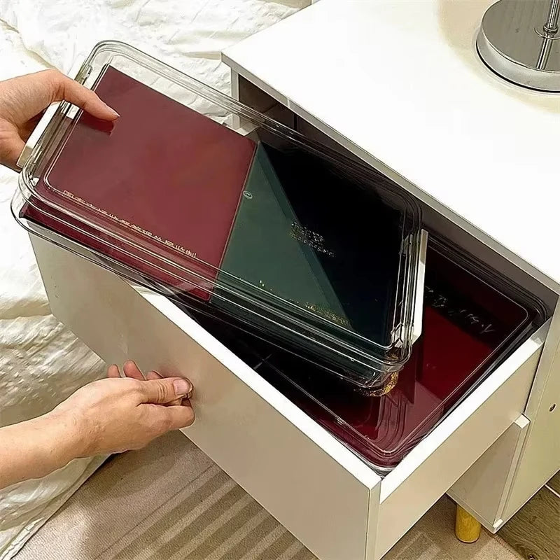 Acrylic Transparent Desktop Paper Storage Box A4 File Document Exam Paper Organizer Household Dust Proof Card Holder Case Oasis Select