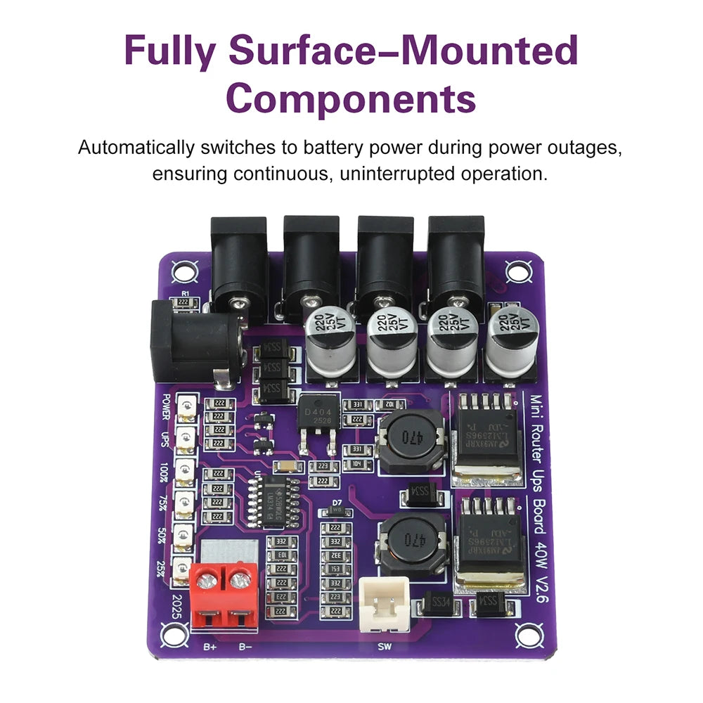 Mini Router Uninterruptible Power Supply Board 40W 12.6V Battery Charging Board 3S Lithium Battery Input 5V/9V/12V Output Oasis Select Default Title