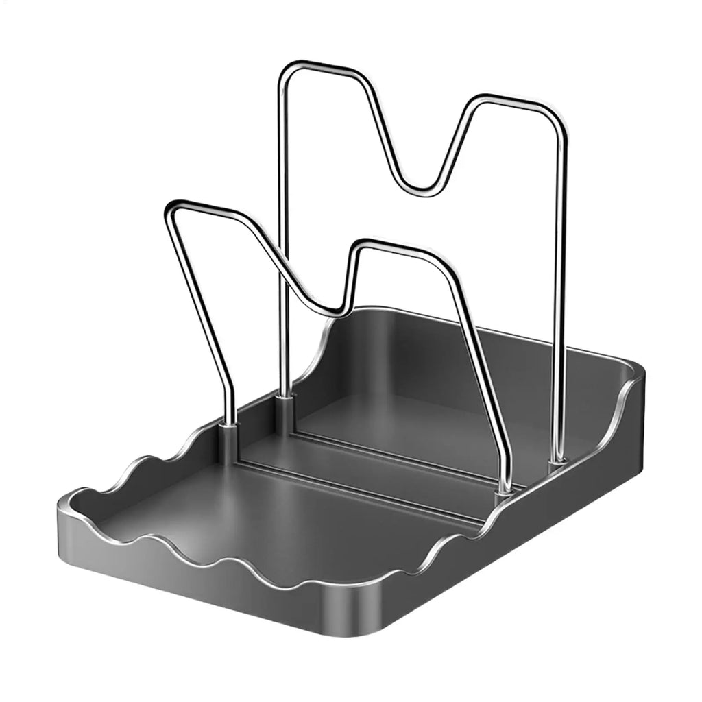 Pan Lid Organizer Double Layer Pot Lid Rack Non-slip Draining Pot Lid Organizer Large Capacity Kitchen Storage Rack with Tray Oasis Select