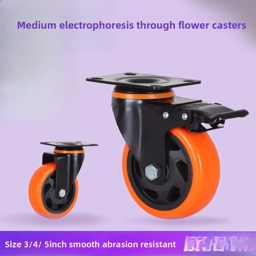 3-5in PVC Furniture Caster Wheels Swivel Plate Casters with Security A/B Lock Non-Marking for Cart Workbench Oasis Select