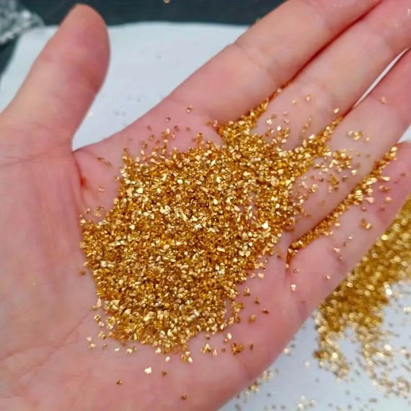 50g Fake Gold Stone Flakes Metallic Glass Glitter Sprinkles Resin Inclusions Embellishment for Resin Art Jewelry Making Supplies Oasis Select