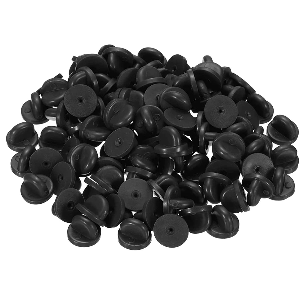 50/100pcs Black Rubber Pin Backs for Tie Tack Lapel Holder Clasp Cap Keepers Brooch Badge Jewelry Making Supplies Accessories Oasis Select