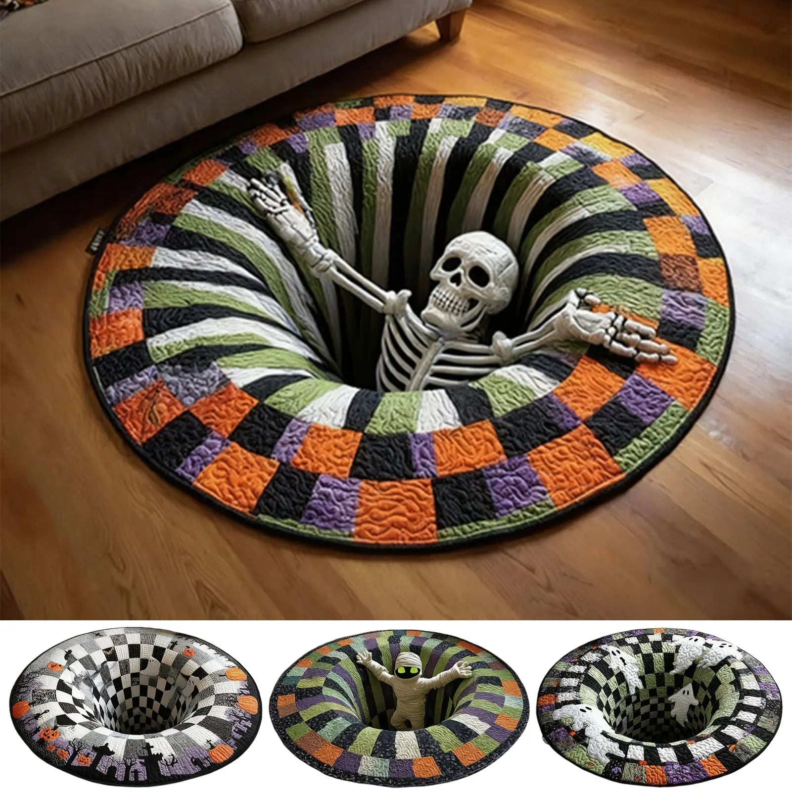 Halloween Optical Illusion Vortex Rug | Non-Slip Door Mat