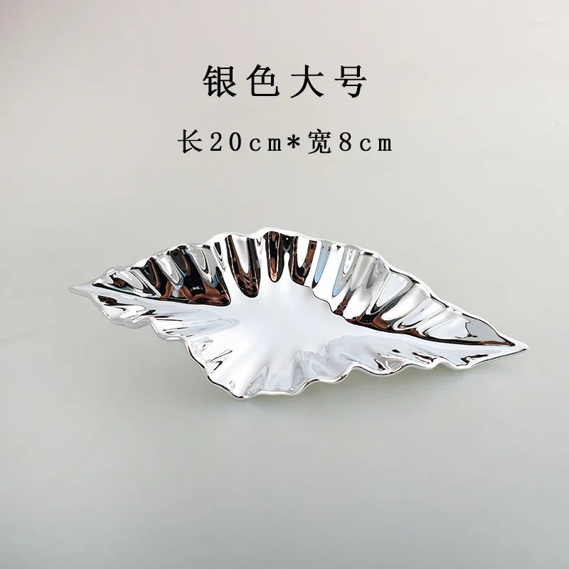 Modern Living Room Simple Nail Free Imitation Metal Wall Decoration Wall Hanging Wall Leaf Decoration Soft Installation Pendant Oasis Select Silver 20cm