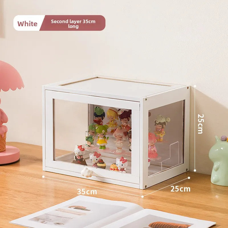 Figure Display Cabinet Transparent Household Blind Box Millet Storage Secondary Pain Cabinet Ornament Display Stand Oasis Select White single door 35