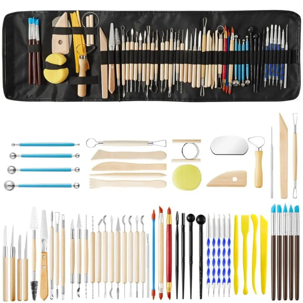 61-Piece Pottery Clay Sculpting & Carving Tools Kit