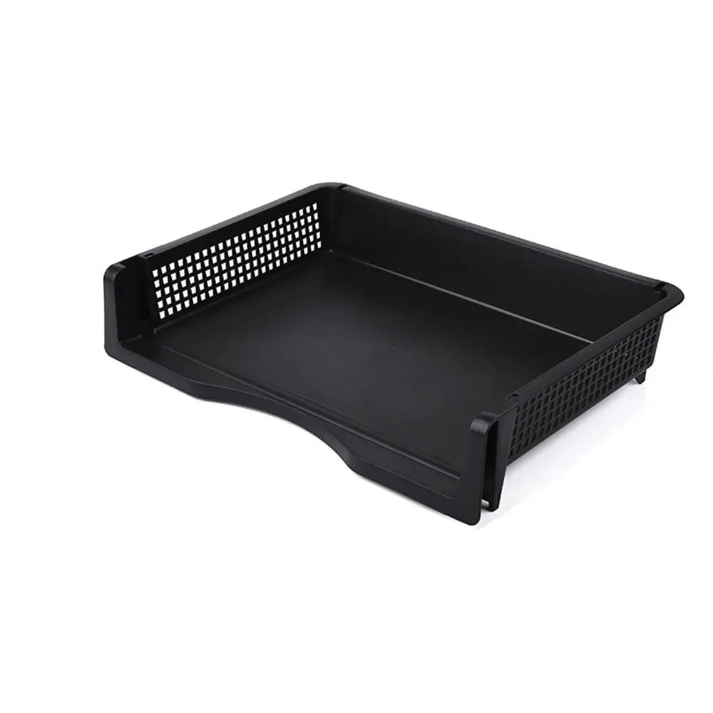 File Box Desktop A4 Document Organizer Stackable Laminated Plastic Papers Rack Storage Tray for Home Office Oasis Select black-337x240x70mm