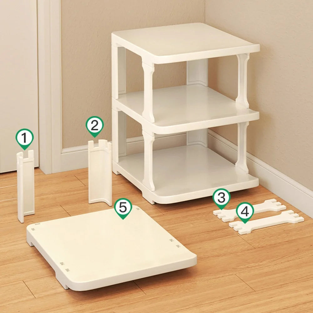 White 3 Tier Slim Shoe Rack Space Saving PP Storage Organizer For Small Entryway Hallway Narrow Corner Home Organization Oasis Select
