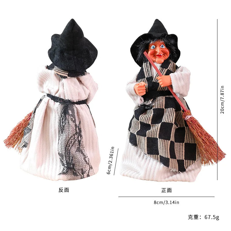 Halloween Decoration Witch Hanging Ornament - Retro Broom Prop for Bar, Haunted House, KTV | in Stock Oasis Select Black and white grid