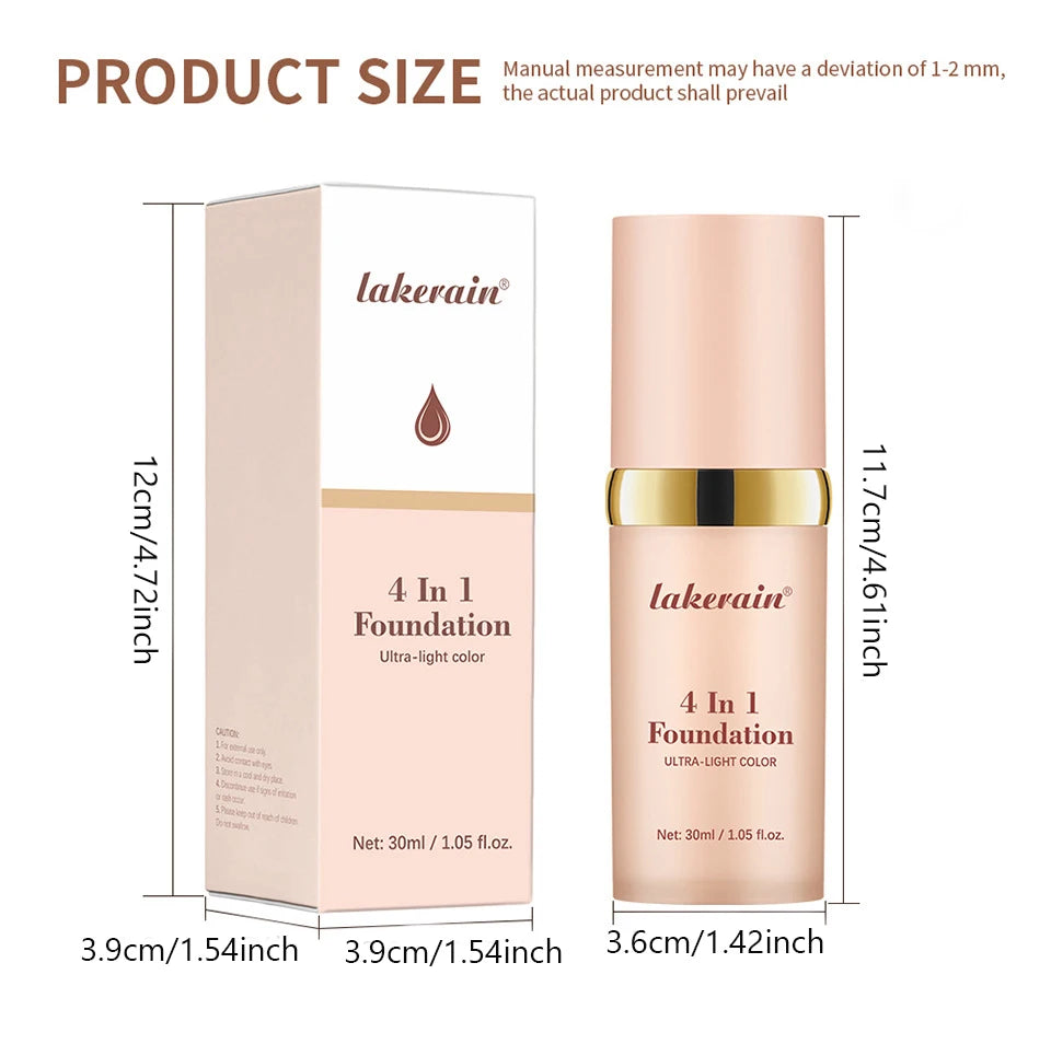 30ml 4 In 1 Multifunctional Foundation, Lightweight Long Lasting Concealer Moisturizing Color Changing Makeup Oasis Select