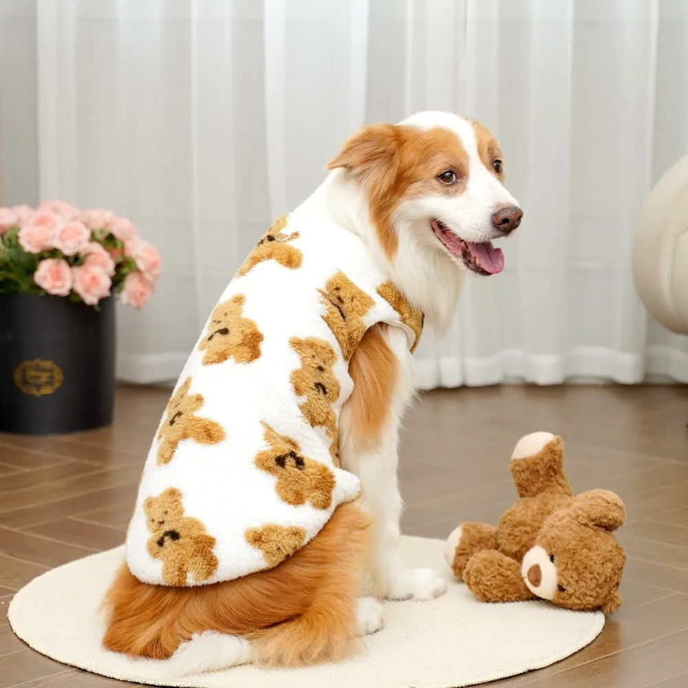 Winter Fleece Dog Vest Sweater – Bear Pattern Sizes 3XL–9XL