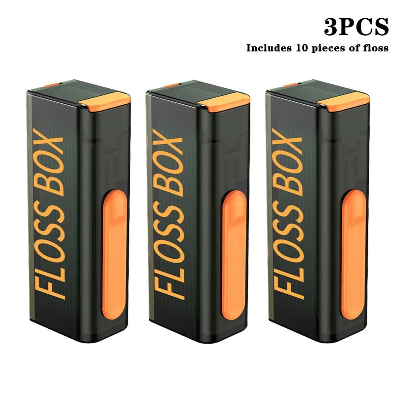 20PCS Mecha Wind Mirror Portable Floss Box Auto Pop Up 10pcs Mini Transparent Floss Stick Storage Box Oral Care Floss Organiser Oasis Select 3PCS