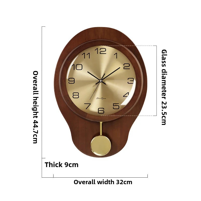 New Chinese Style Solid Wood Clock, Living Room, Home Decor, Chinese Style Silent Wall Decoration Scandinavian Style Oasis Select 1pc