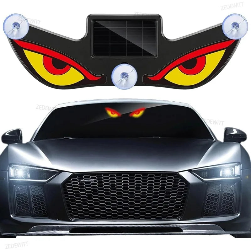 Solar Powered Neon LED Car Ambient Lamp Durable Wireless Cool Devil Eye Suction Cup USB Rechargeable Breathing Decoration Light Oasis Select Y4 1PC
